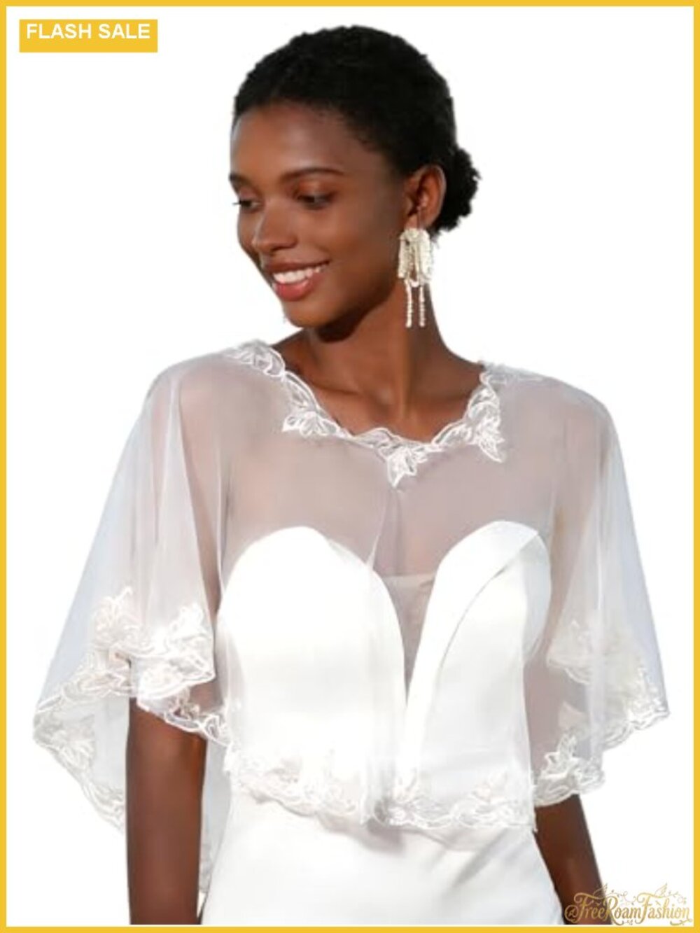 Lace Tulle Sequin Bridal Shawl Wrap Shrug Wedding Cape Women